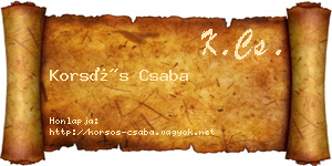 Korsós Csaba névjegykártya